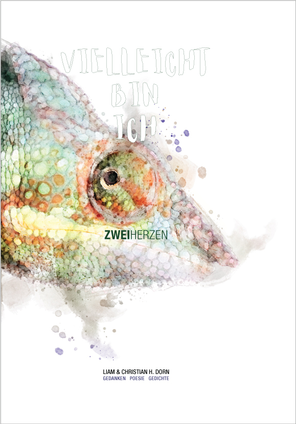 colorful watercolor chameleon profile illustration.